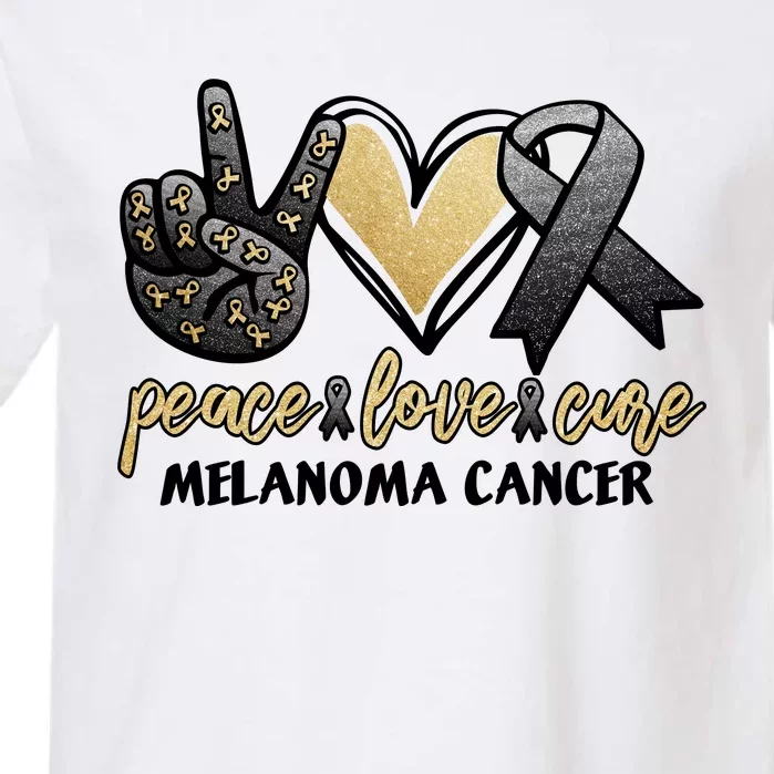 Peace Love Cure Melanoma Cancer Awareness Garment-Dyed Heavyweight T-Shirt