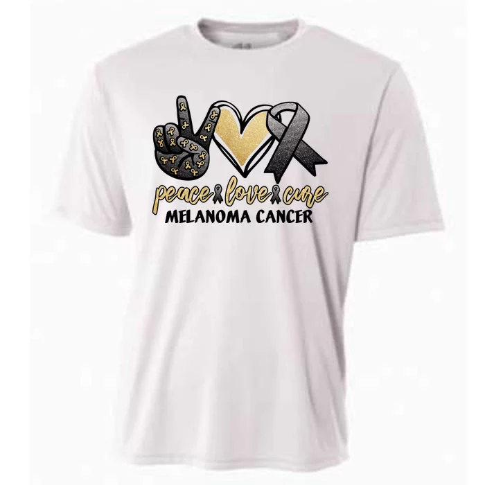 Peace Love Cure Melanoma Cancer Awareness Cooling Performance Crew T-Shirt