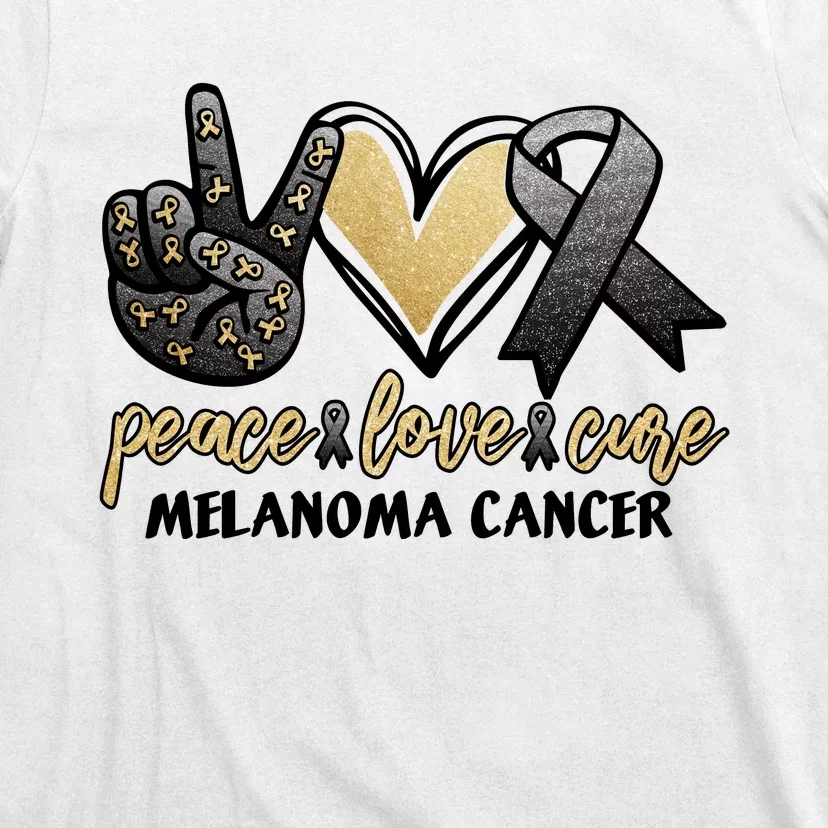 Peace Love Cure Melanoma Cancer Awareness T-Shirt