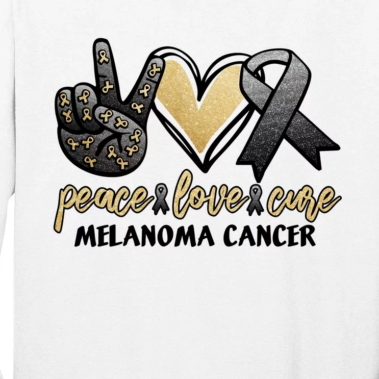 Peace Love Cure Melanoma Cancer Awareness Tall Long Sleeve T-Shirt