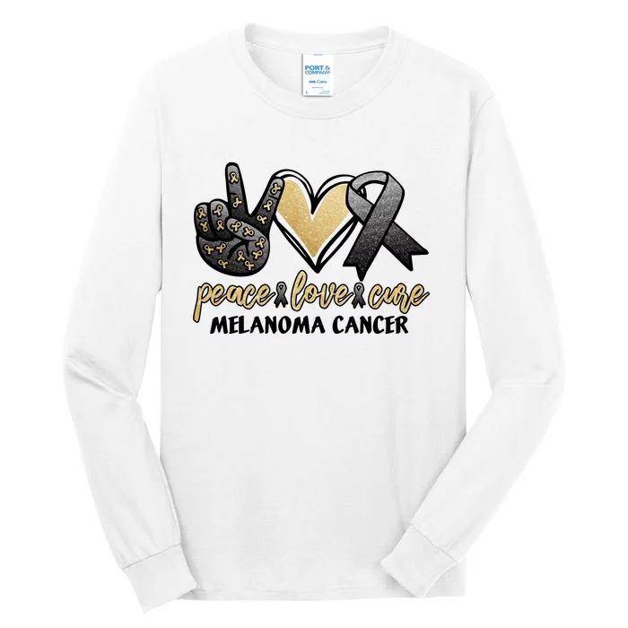 Peace Love Cure Melanoma Cancer Awareness Tall Long Sleeve T-Shirt