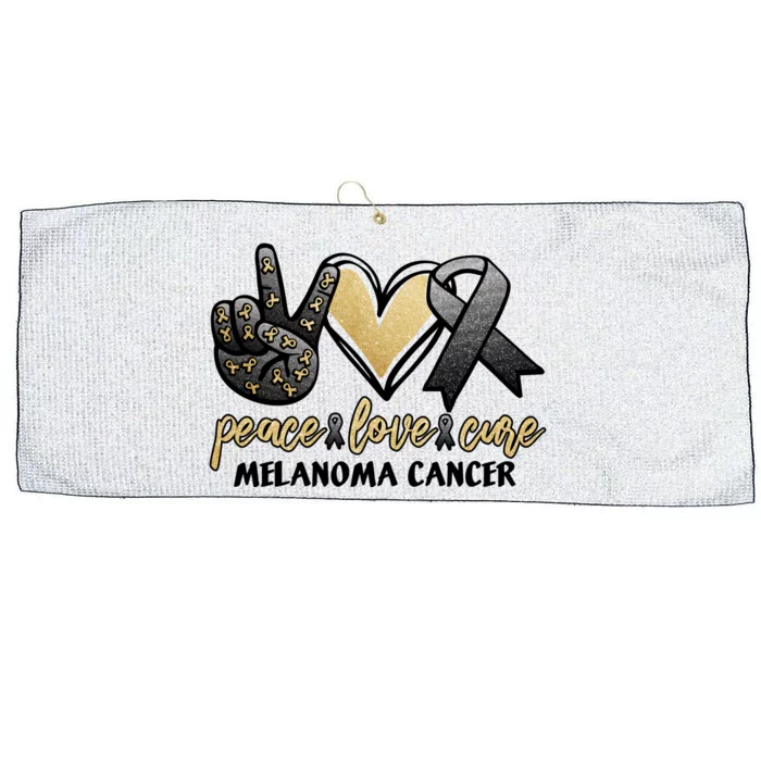 Peace Love Cure Melanoma Cancer Awareness Large Microfiber Waffle Golf Towel