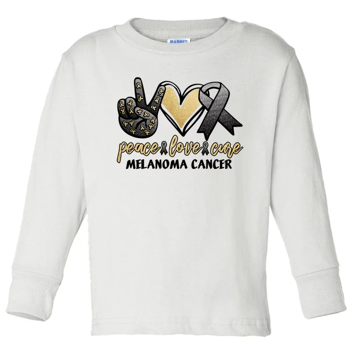 Peace Love Cure Melanoma Cancer Awareness Toddler Long Sleeve Shirt