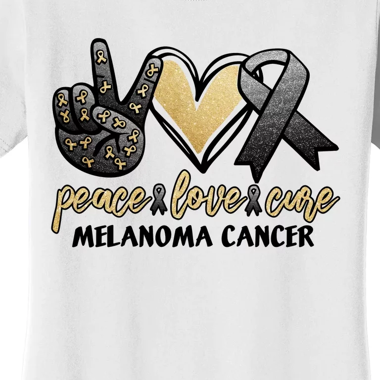 Peace Love Cure Melanoma Cancer Awareness Women's T-Shirt