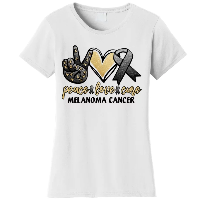 Peace Love Cure Melanoma Cancer Awareness Women's T-Shirt