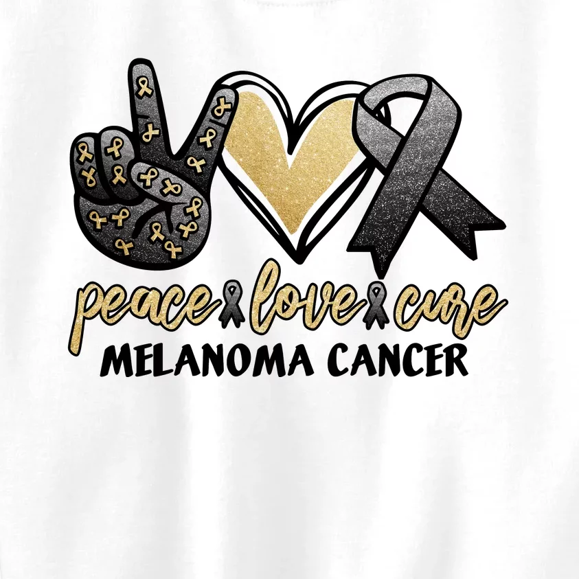 Peace Love Cure Melanoma Cancer Awareness Kids Sweatshirt