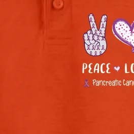 Peace Love Cure Pancreatic Cancer Awareness Gift Dry Zone Grid Performance Polo