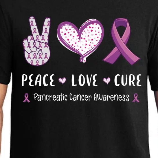 Peace Love Cure Pancreatic Cancer Awareness Gift Pajama Set