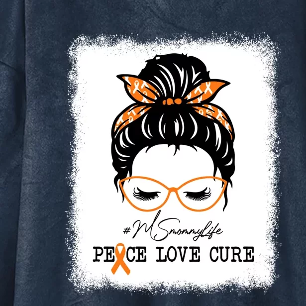 Peace Love Cure Mommy Messy Bun Multiple Sclerosis Gift Hooded Wearable Blanket