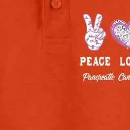 Peace Love Cure Pancreatic Cancer Awareness Gift Dry Zone Grid Performance Polo