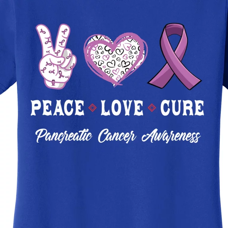 Peace Love Cure Pancreatic Cancer Awareness Gift Women's T-Shirt