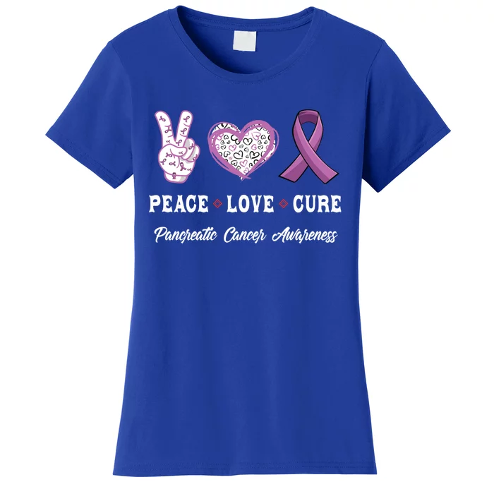 Peace Love Cure Pancreatic Cancer Awareness Gift Women's T-Shirt