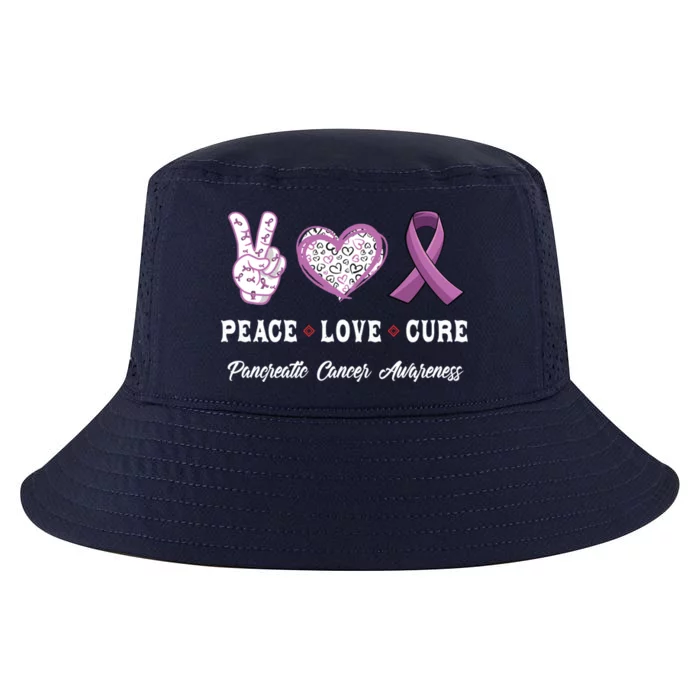 Peace Love Cure Pancreatic Cancer Awareness Gift Cool Comfort Performance Bucket Hat