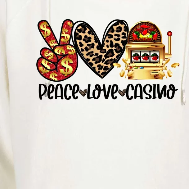 Peace Love Casino Slot Machine Win Money Lucky Meaningful Gift Womens Funnel Neck Pullover Hood