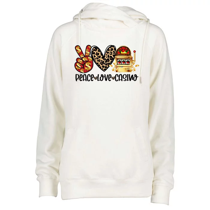 Peace Love Casino Slot Machine Win Money Lucky Meaningful Gift Womens Funnel Neck Pullover Hood