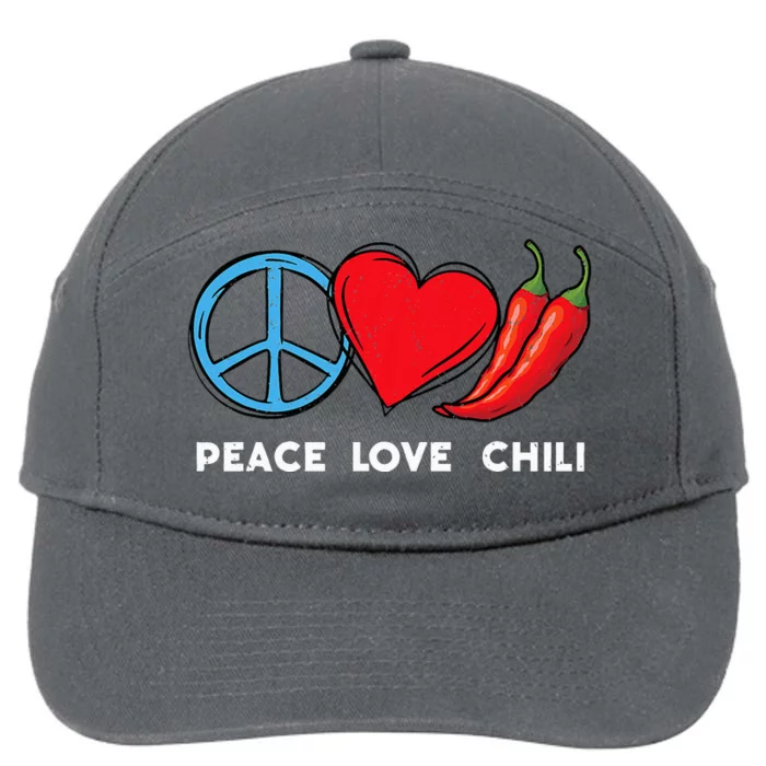 Peace Love Chili Peppers Red Hot Spicy Pepper Eat Mexican 7-Panel Snapback Hat