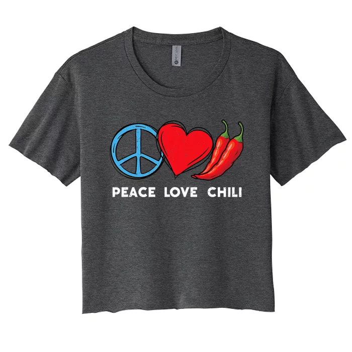 Peace Love Chili Peppers Red Hot Spicy Pepper Eat Mexican Women's Crop Top Tee