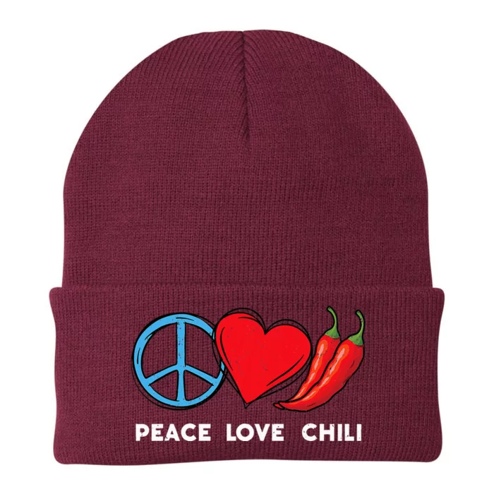 Peace Love Chili Peppers Red Hot Spicy Pepper Eat Mexican Knit Cap Winter Beanie