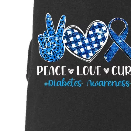 Peace Love Cure Grey Blue Ribbon Diabetes Awareness Doggie 3-End Fleece Hoodie