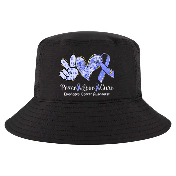 Peace Love Cure Periwinkle Ribbon Esophageal Cancer Cool Comfort Performance Bucket Hat