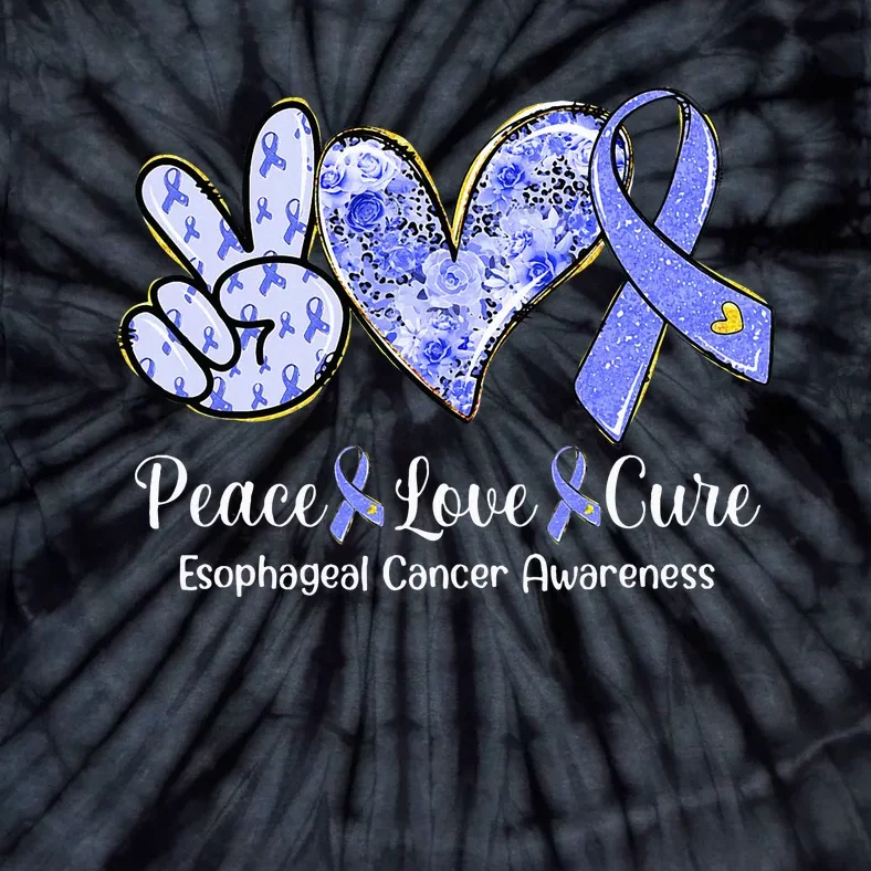 Peace Love Cure Periwinkle Ribbon Esophageal Cancer Tie-Dye T-Shirt