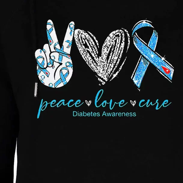 Peace Love Cure Diabetes Awareness Womens Funnel Neck Pullover Hood