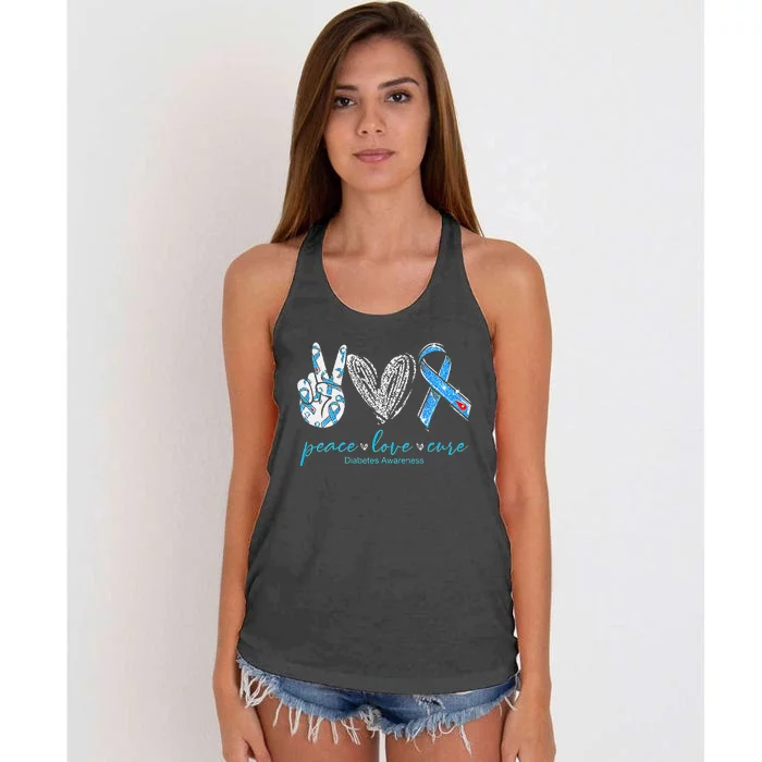 Peace Love Cure Diabetes Awareness Women's Knotted Racerback Tank