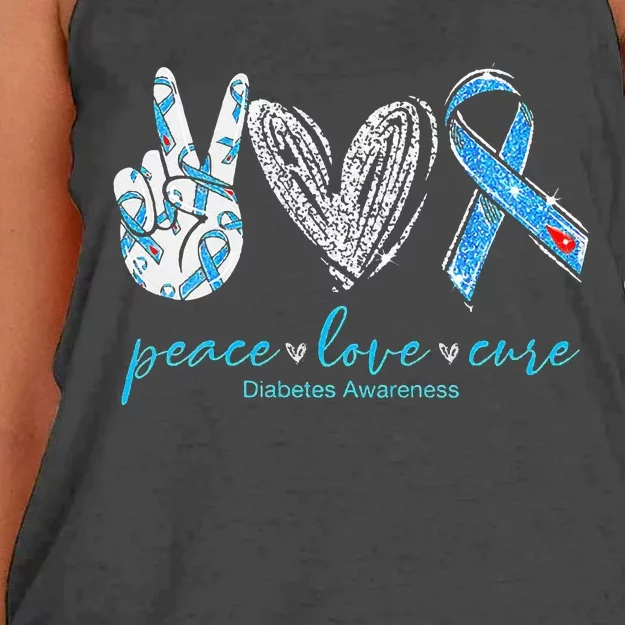 Peace Love Cure Diabetes Awareness Women's Knotted Racerback Tank