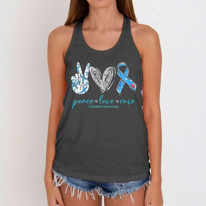 Peace Love Cure Diabetes Awareness Women's Knotted Racerback Tank