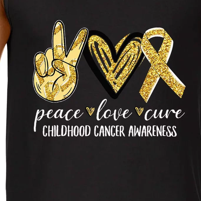 Peace Love Cure Childhood Cancer Awareness Gold Ribbon Comfort Colors® Tank Top