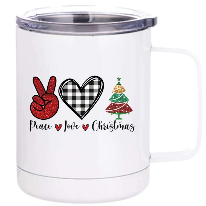 Peace Love Christmas Front & Back 12oz Stainless Steel Tumbler Cup