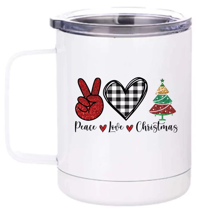 Peace Love Christmas Front & Back 12oz Stainless Steel Tumbler Cup