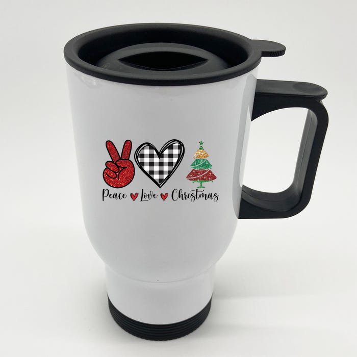 Peace Love Christmas Front & Back Stainless Steel Travel Mug