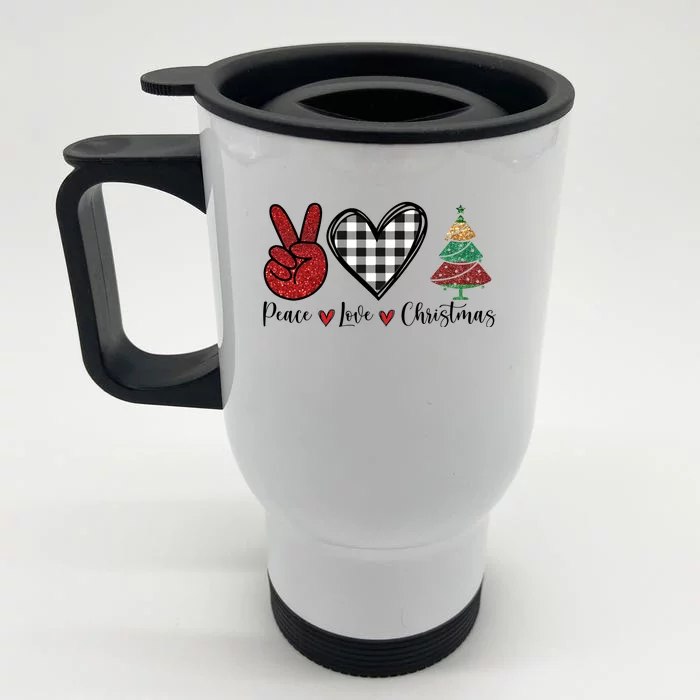 Peace Love Christmas Front & Back Stainless Steel Travel Mug