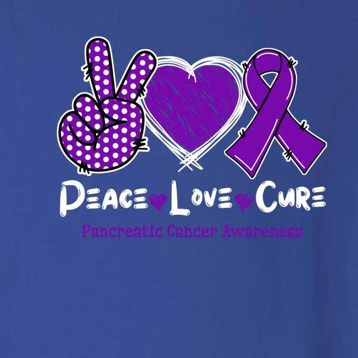 Peace Love Cure Pancreatic Cancer Awareness Purple Ribbon Cute Gift Toddler Long Sleeve Shirt