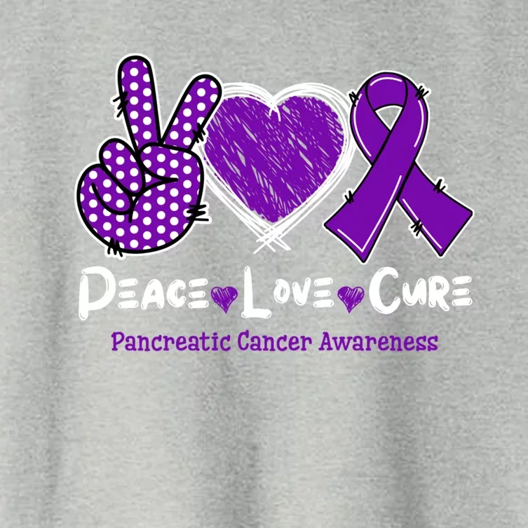 Peace Love Cure Pancreatic Cancer Awareness Purple Ribbon Cute Gift Women's Crop Top Tee