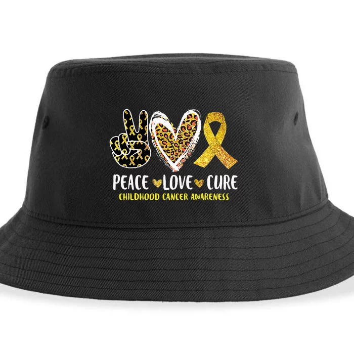 Peace Love Cure Childhood Cancer Awareness Leopart Heart Sustainable Bucket Hat