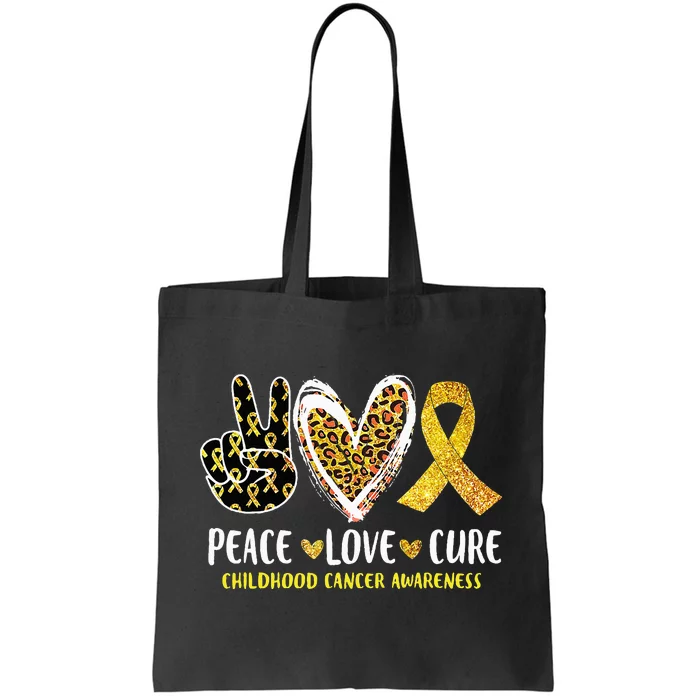 Peace Love Cure Childhood Cancer Awareness Leopart Heart Tote Bag