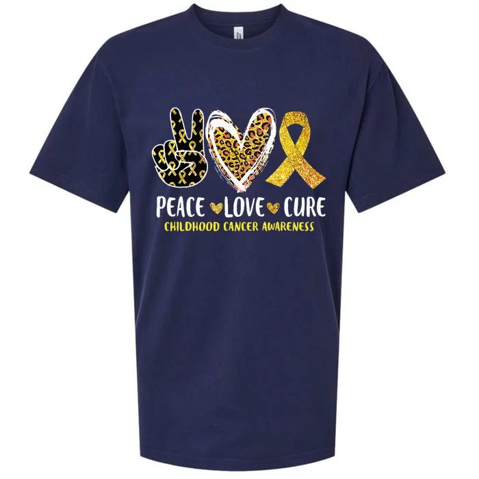 Peace Love Cure Childhood Cancer Awareness Leopart Heart Sueded Cloud Jersey T-Shirt