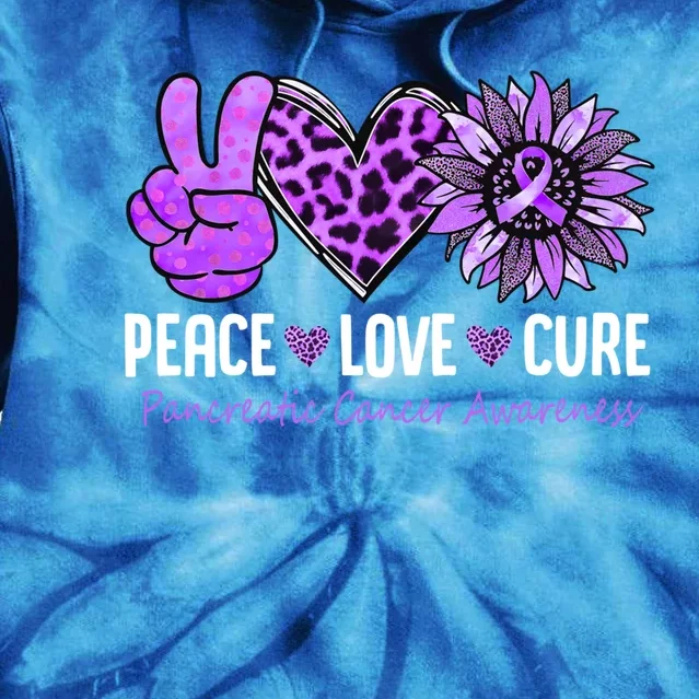 Peace Love Cure Pancreatic Cancer Awareness Purple Sunflower Cute Gift Tie Dye Hoodie