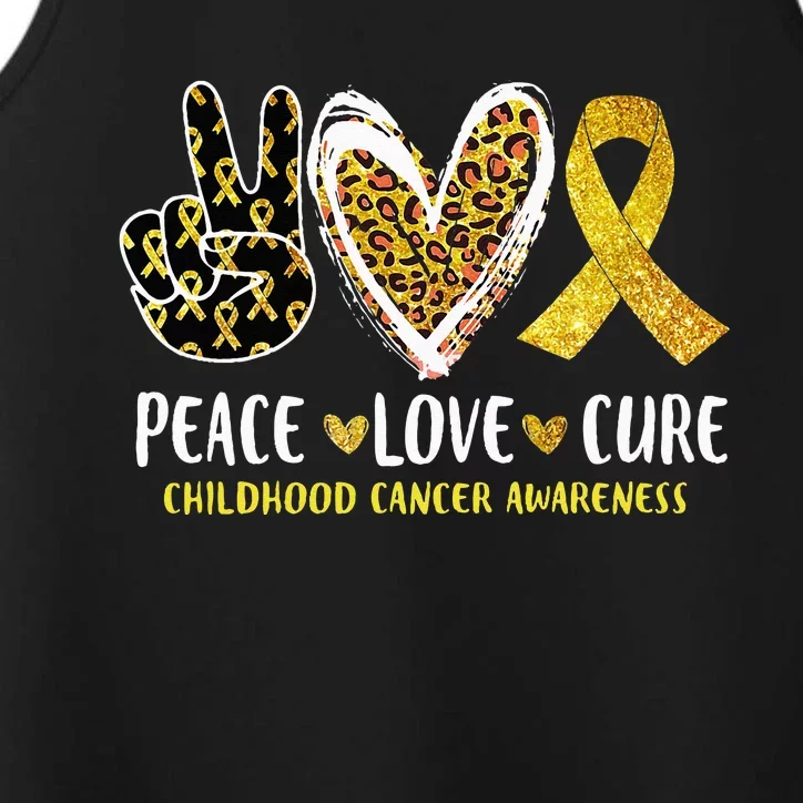 Peace Love Cure Childhood Cancer Awareness Leopart Heart Performance Tank