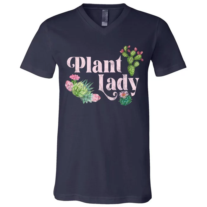 Plant Lady Cute Floral V-Neck T-Shirt