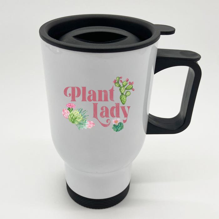 Plant Lady Cute Floral Front & Back Stainless Steel Travel Mug