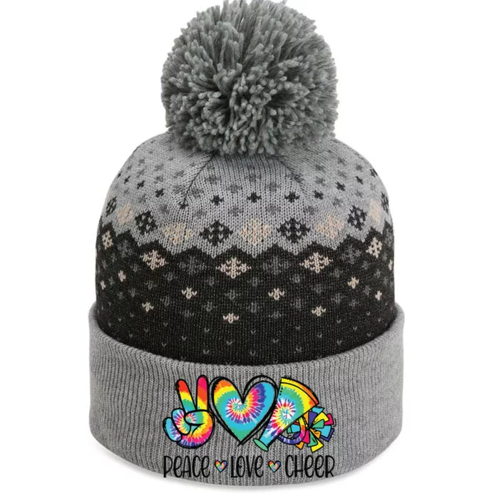 Peace Love Cheer Tie Dye Cheerleading Cheerleader Gift The Baniff Cuffed Pom Beanie