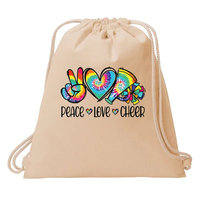 Peace Love Cheer Tie Dye Cheerleading Cheerleader Gift Drawstring Bag