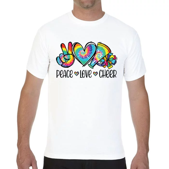 Peace Love Cheer Tie Dye Cheerleading Cheerleader Gift Comfort Colors T-Shirt