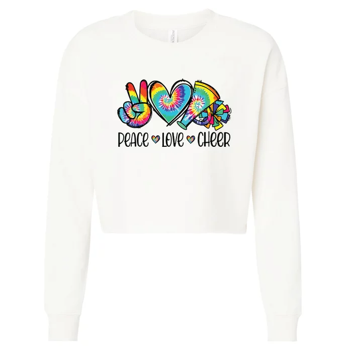 Peace Love Cheer Tie Dye Cheerleading Cheerleader Gift Cropped Pullover Crew