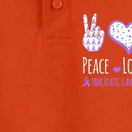 Peace Love Cure Pancreatic Cancer Awareness Ribbon Pink Gift Dry Zone Grid Performance Polo