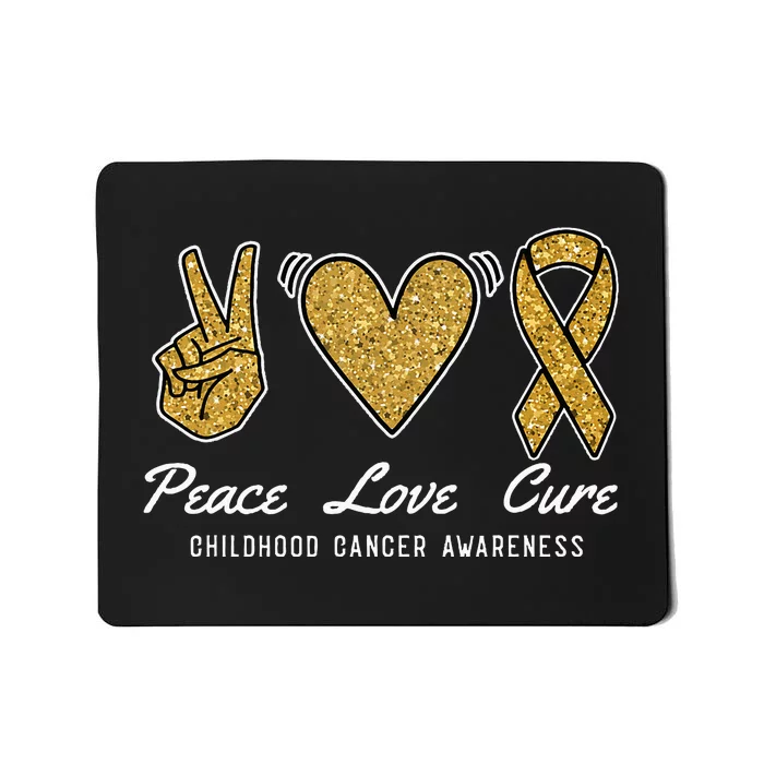 Peace Love Cure Childhood Cancer Awareness Ribbon Warrior Mousepad