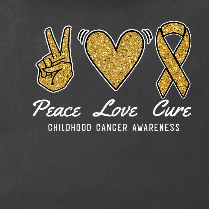 Peace Love Cure Childhood Cancer Awareness Ribbon Warrior Zip Tote Bag